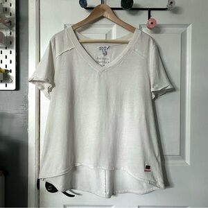 White oversized v neck t shirt